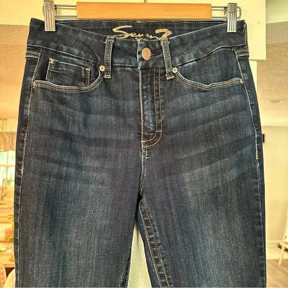 Seven7 High Rise Tummyless Skinny Dark Wash Denim Jeans Size 8 - Picture 3 of 12